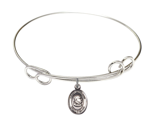 St John XXIII Double Loop Bangle Bracelet - Sterling Silver Charm 9455SS