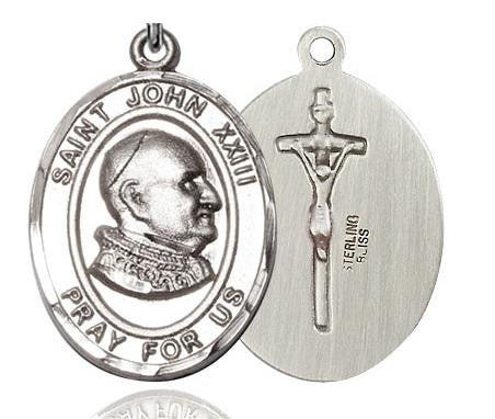 St John XXIII Medal 3 Sizes - Sterling Silver Oval Pendant 3 Sizes