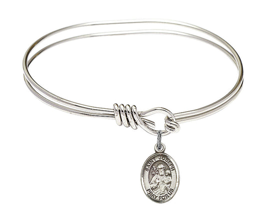 St Joseph Eye Hook Bangle Bracelet - Sterling Silver Charm 9058SS