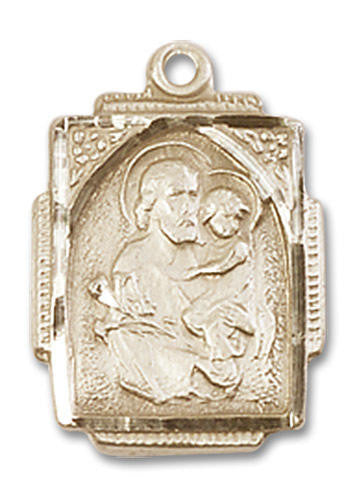 St Joseph Medal - 14kt Gold 3/4 x 1/2 Rectangular Pendant 0804K