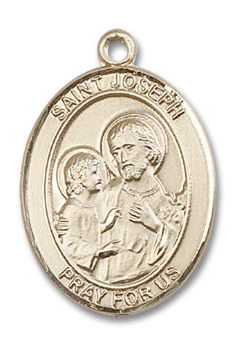 St Joseph Medal - 14kt Gold Oval Pendant 3 Sizes