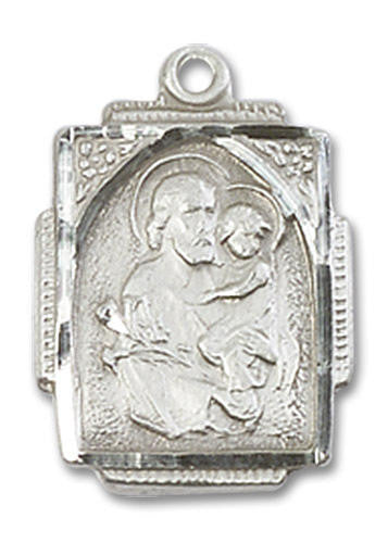 St Joseph Medal - Sterling Silver 3/4 x 1/2 Rectangular Pendant 0804KSS
