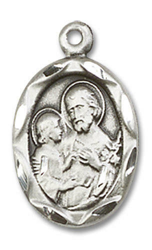 St Joseph Medal - Sterling Silver 3/4 x 3/8 Oval Pendant 0612KSS