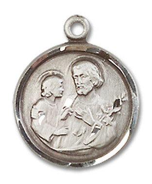 St. Joseph Medal - Sterling Silver 5/8" x 1/2" Round Pendant (0601KSS)