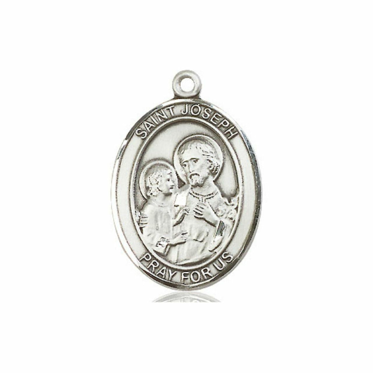 St Joseph Medal - Sterling Silver Oval Pendant 3 Sizes