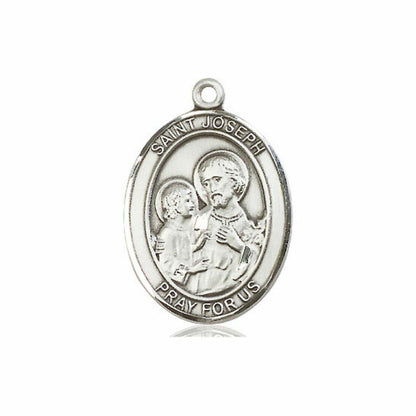 St Joseph Medal - Sterling Silver Oval Pendant 3 Sizes