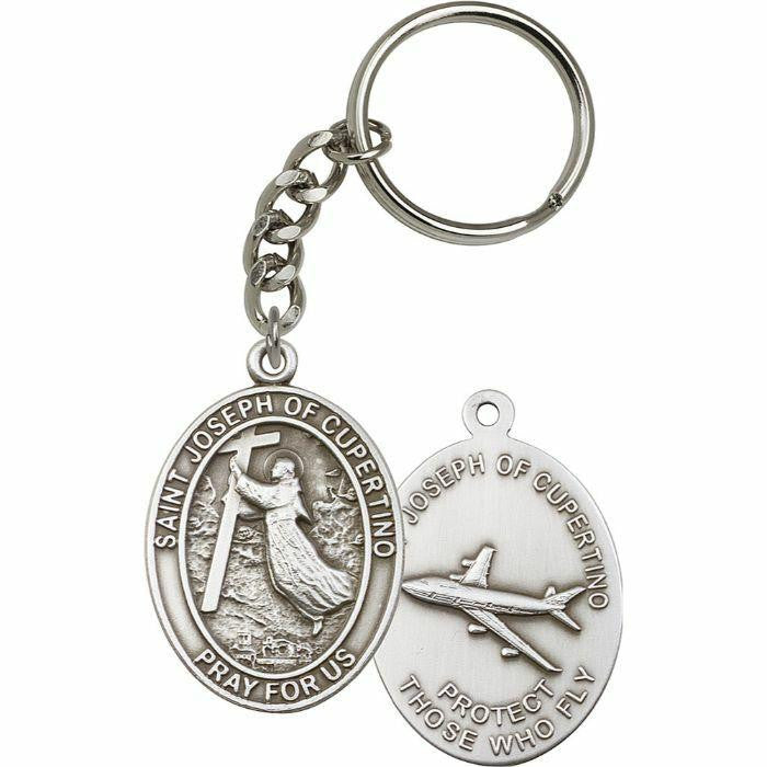 Bliss Manufacturing Inc St Joseph of Cupertino Pilot Keychain - Silver Finish