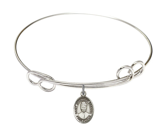 St Josephine Bakhita Double Loop Bangle Bracelet - Sterling Silver Charm 9360SS