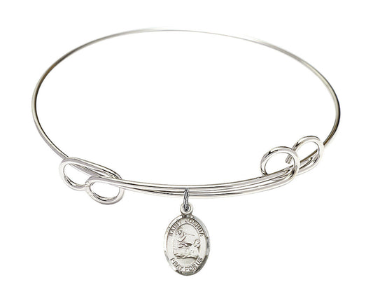 St Joshua Double Loop Bangle Bracelet - Sterling Silver Charm 9059SS