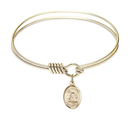 St Joshua Round Eye Hook Bangle Bracelet - Gold-Filled Charm - 6.25 Inch 9059GF
