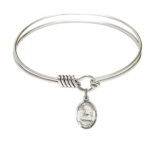 St Joshua Round Eye Hook Bangle Bracelet - Sterling Silver Charm - 6.25 Inch 9059SS