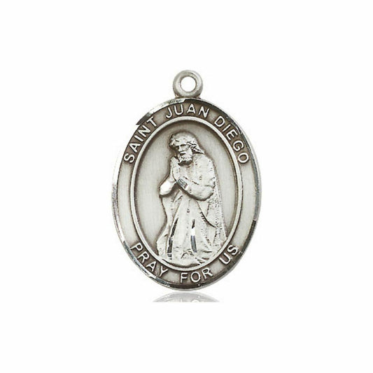 St Juan Diego Medal - Sterling Silver Oval Pendant 3 Sizes