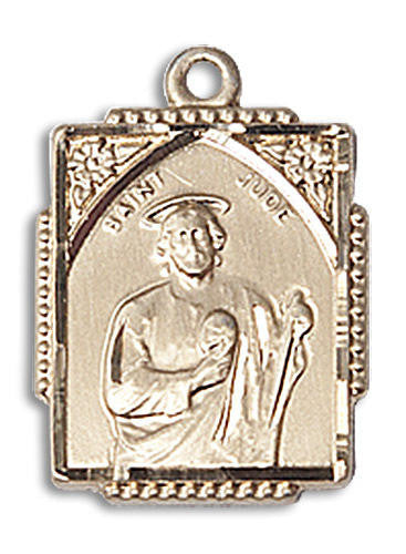 St Jude Medal - 14kt Gold 3/4 x 1/2 Rectangular Pendant 0804J