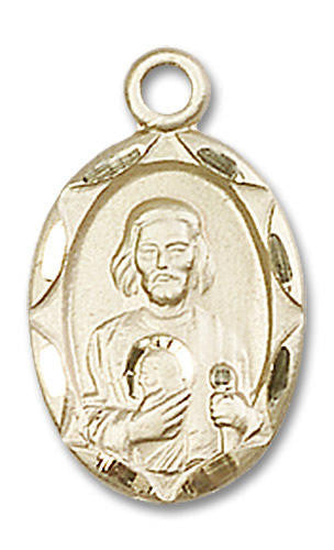 St Jude Medal - 14kt Gold 3/4 x 3/8 Oval Pendant 0612J