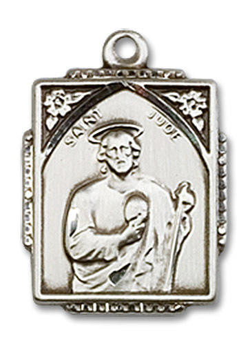 St Jude Medal - Sterling Silver 3/4 x 1/2 Rectangular Pendant 0804JSS