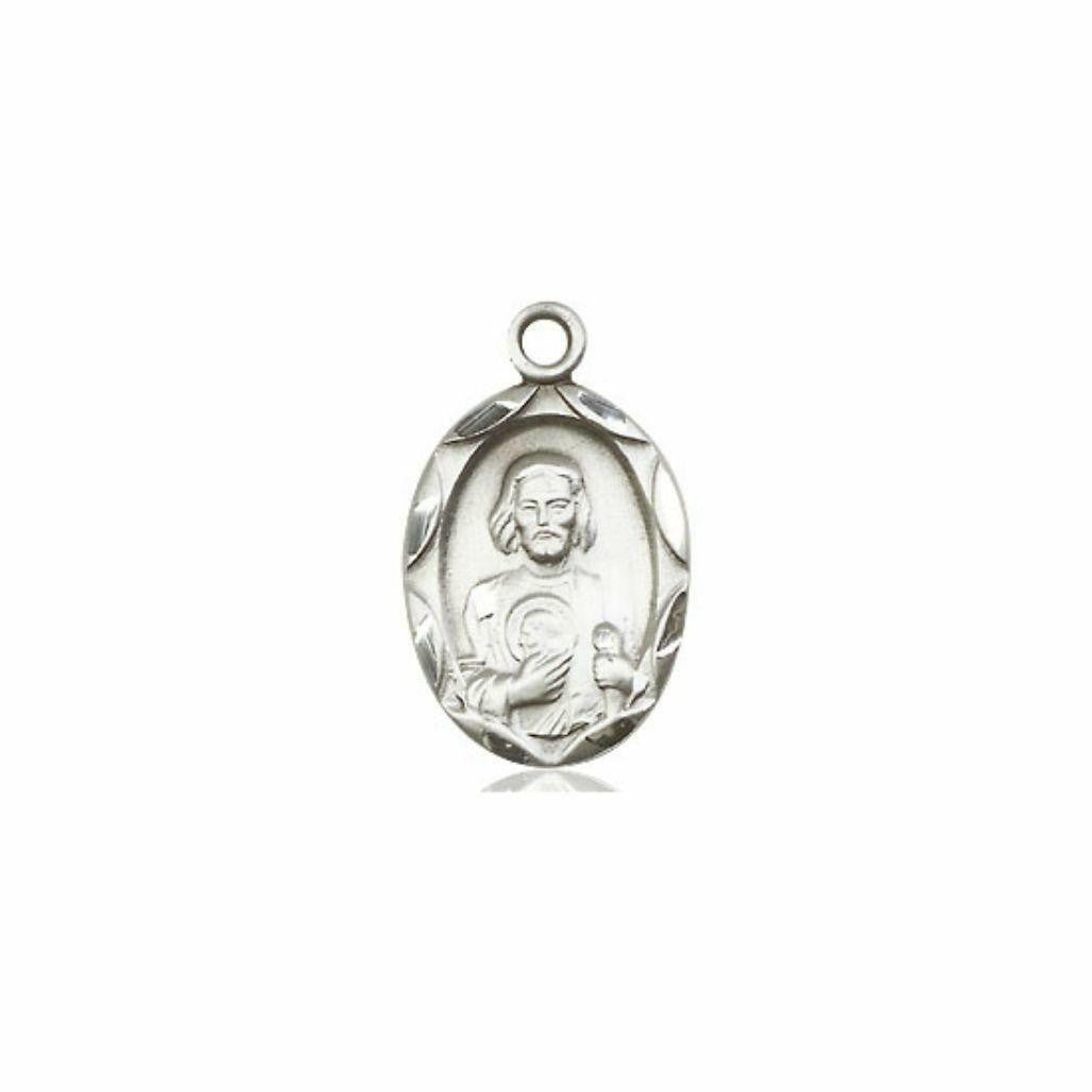St Jude Medal - Sterling Silver 3/4 x 3/8 Oval Pendant 0612JSS