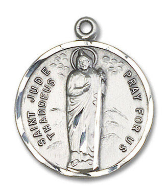 St. Jude Medal - Sterling Silver 7/8" x 3/4" Round Pendant (0701JSS)