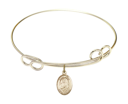 St Jude Thaddeus Double Loop Bangle Bracelet - Gold-Filled Charm 9060GF