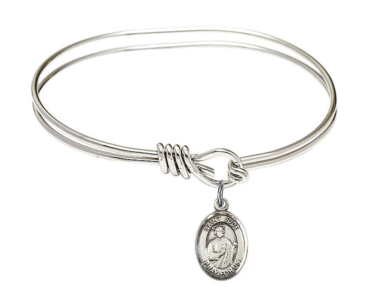 St Jude Thaddeus Eye Hook Bangle Bracelet - Sterling Silver Charm 9060SS