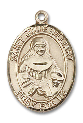 St Julie Billiart Medal - 14kt Gold Oval Pendant 3 Sizes