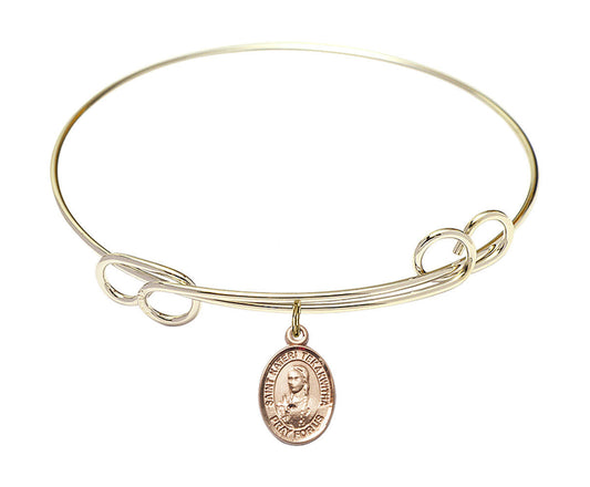 St Kateri Tekakwitha Double Loop Bangle Bracelet - Gold-Filled Charm 9438GF
