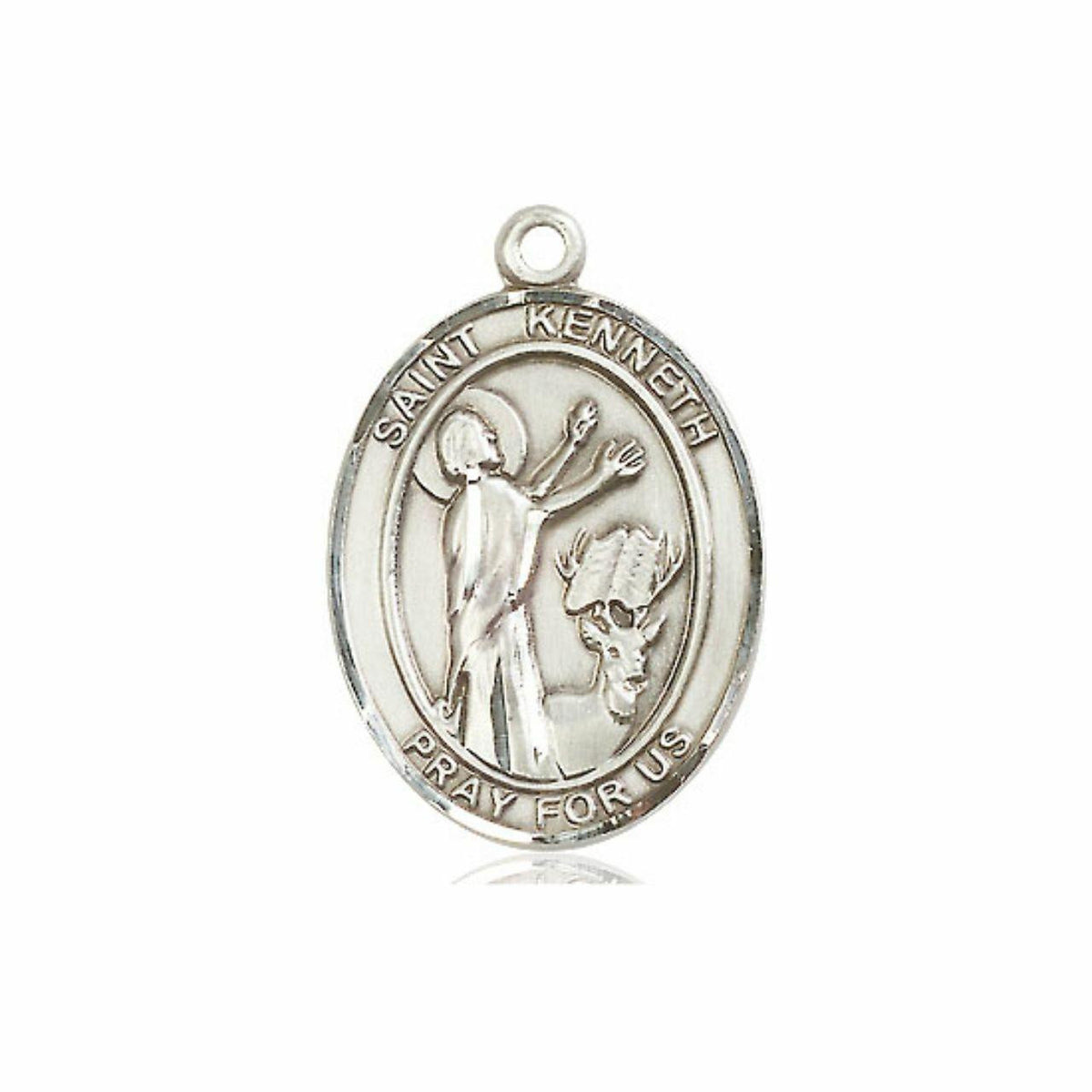 St Kenneth Medal - Sterling Silver Oval Pendant 3 Sizes