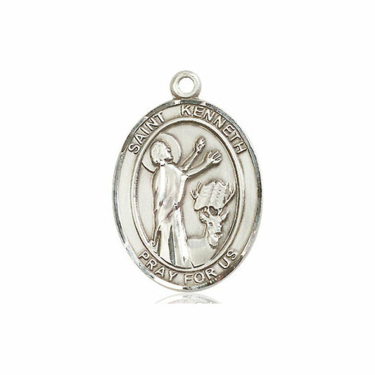 St Kenneth Medal - Sterling Silver Oval Pendant 3 Sizes