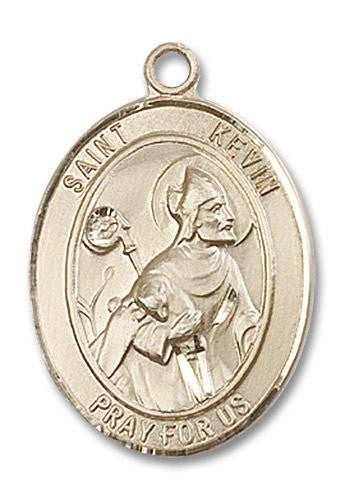 St Kevin Medal - 14kt Gold Oval Pendant 3 Sizes