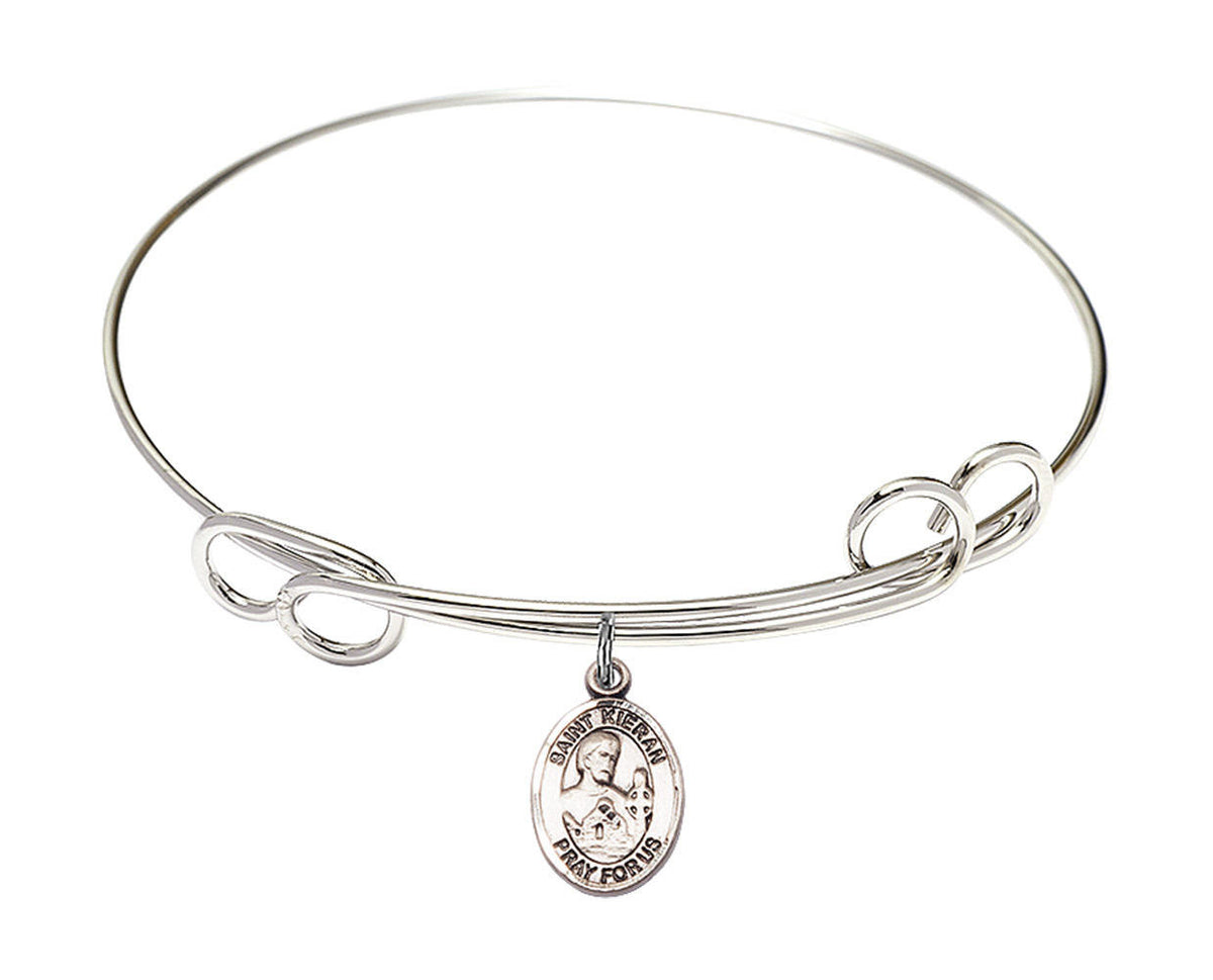 St Kieran Double Loop Bangle Bracelet - Sterling Silver Charm 9367SS