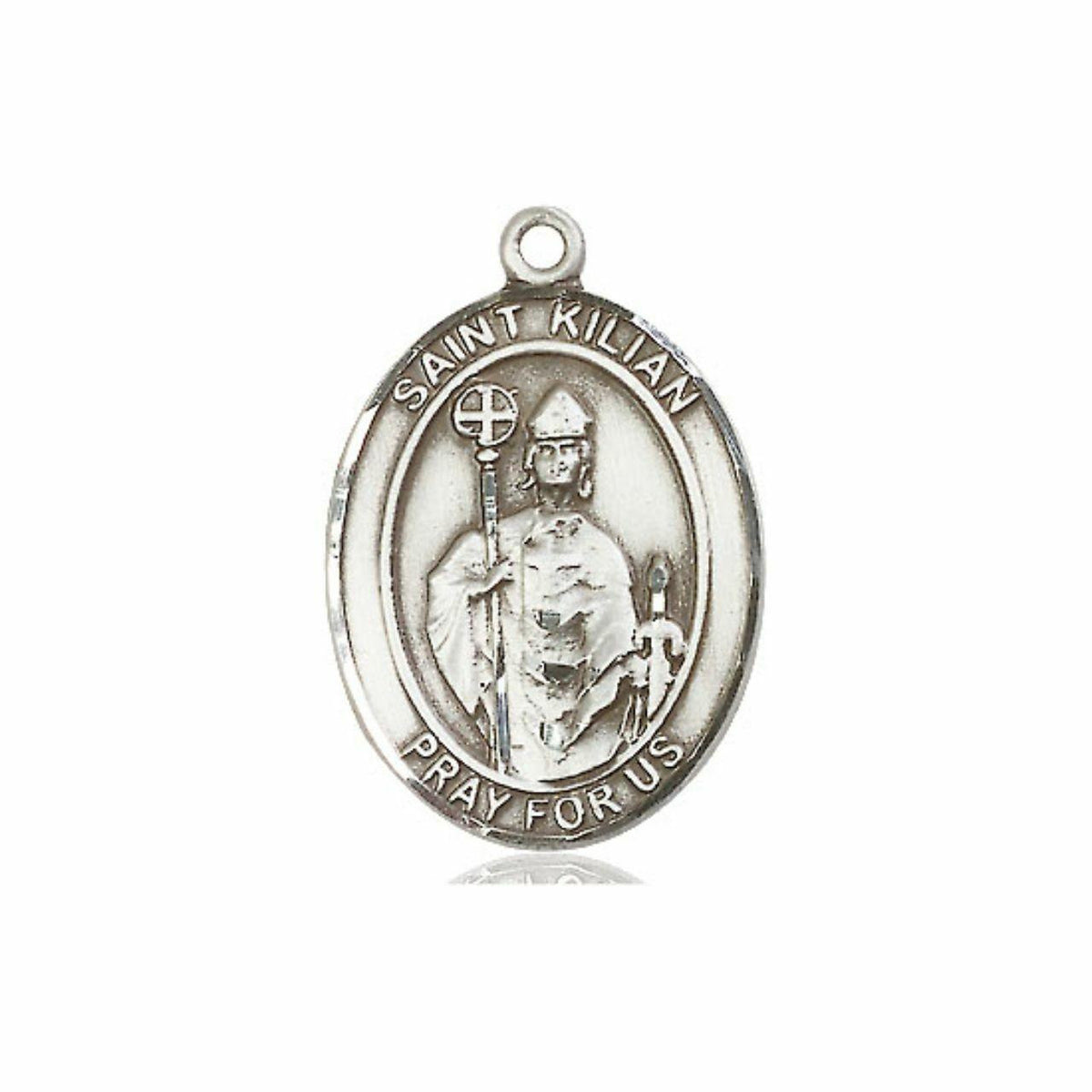 St Kilian Medal - Sterling Silver Oval Pendant 3 Sizes