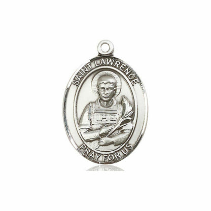 St Lawrence Medal - Sterling Silver Oval Pendant 3 Sizes