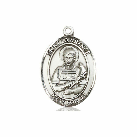 St Lawrence Medal - Sterling Silver Oval Pendant 3 Sizes