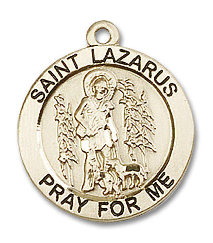 St Lazarus Medal - 14kt Gold 3/4 x 3/4 Round Pendant 4059