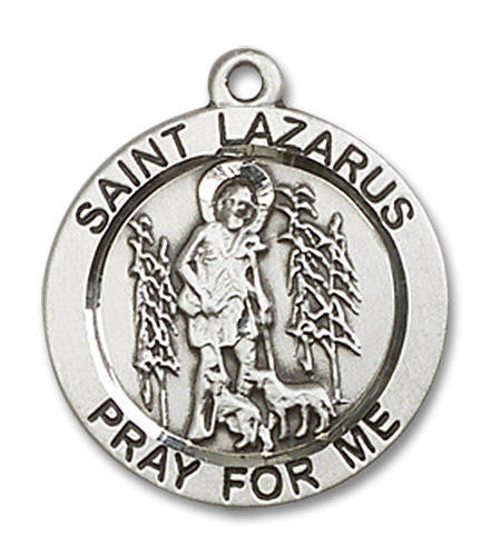 St Lazarus Medal - Sterling Silver 3/4 x 3/4 Round Pendant 4059SS