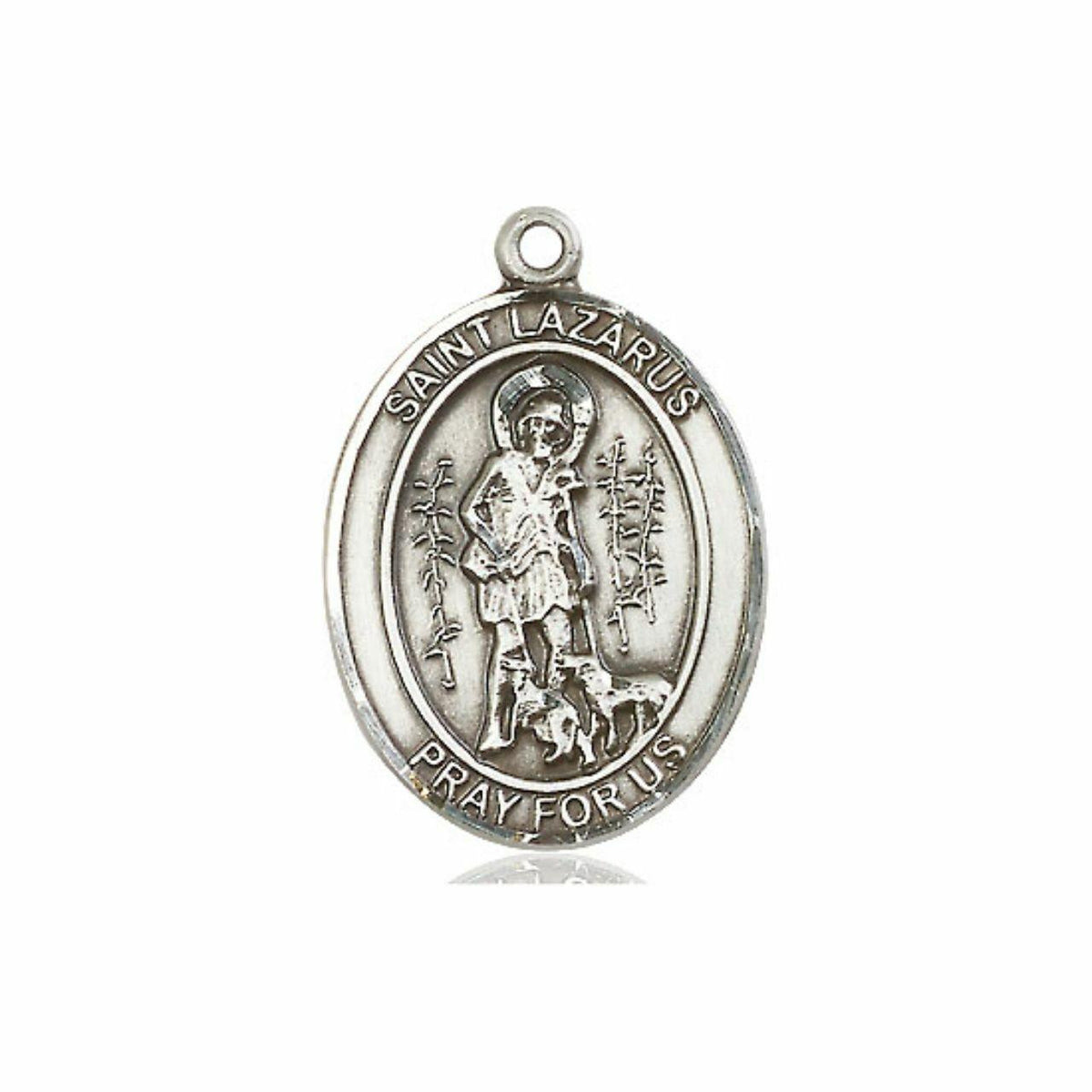 St Lazarus Medal - Sterling Silver Oval Pendant 3 Sizes