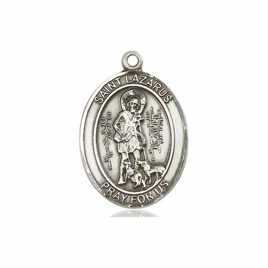 St Lazarus Medal - Sterling Silver Oval Pendant 3 Sizes