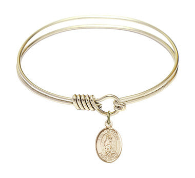 St. Lazarus Round Eye Hook Bangle Bracelet - Gold-Filled Charm - 6.25 Inch (9066GF)