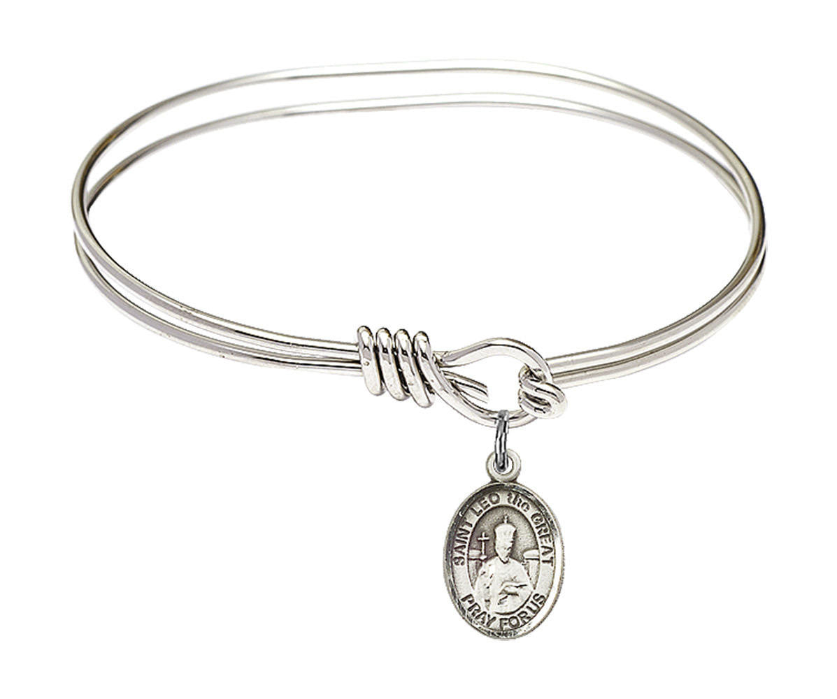 St Leo The Great Eye Hook Bangle Bracelet - Sterling Silver Charm 9120SS