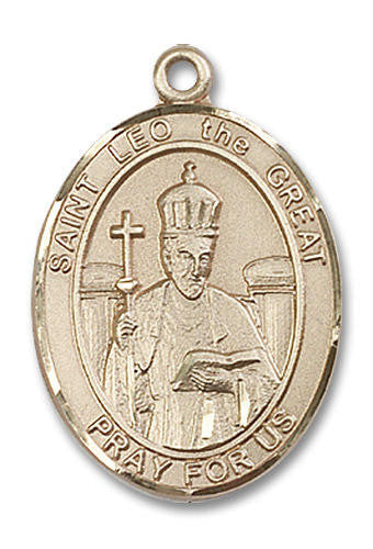 St Leo The Great Medal - 14kt Gold Oval Pendant 3 Sizes