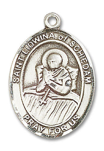 St Lidwina of Schiedam Medal - Sterling Silver Oval Pendant 3 Sizes