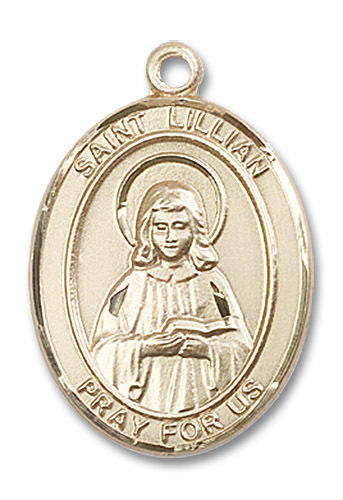St Lillian Medal - 14kt Gold Oval Pendant 3 Sizes