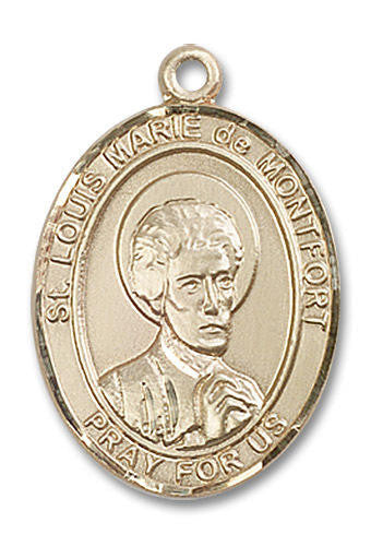 St Louis Marie De Montfort Medal - 14kt Gold Oval Pendant 3 Sizes