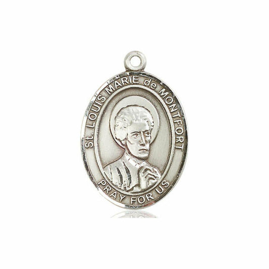 St Louis Marie De Montfort Medal - Sterling Silver Oval Pendant 3 Sizes