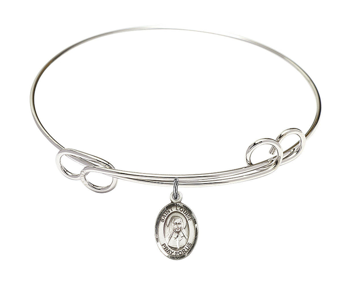 St Louise De Marillac Double Loop Bangle Bracelet - Sterling Silver Charm 9064SS