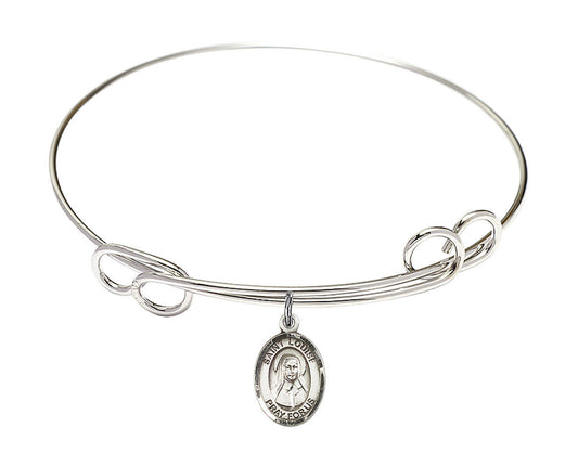 St Louise De Marillac Double Loop Bangle Bracelet - Sterling Silver Charm 9064SS
