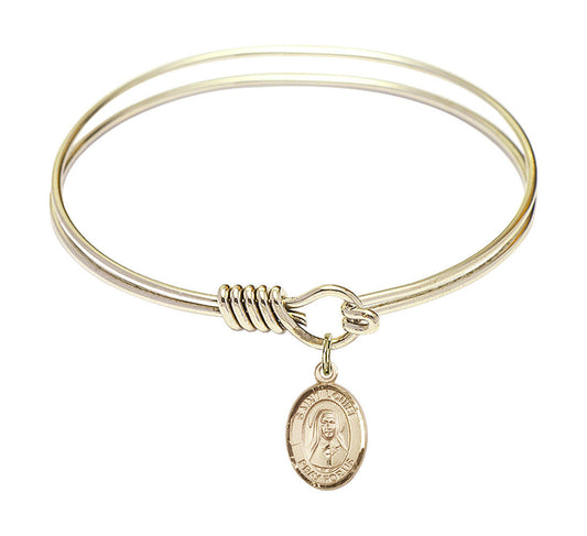 St Louise De Marillac Round Eye Hook Bangle Bracelet - Gold-Filled Charm - 6.25 Inch 9064GF