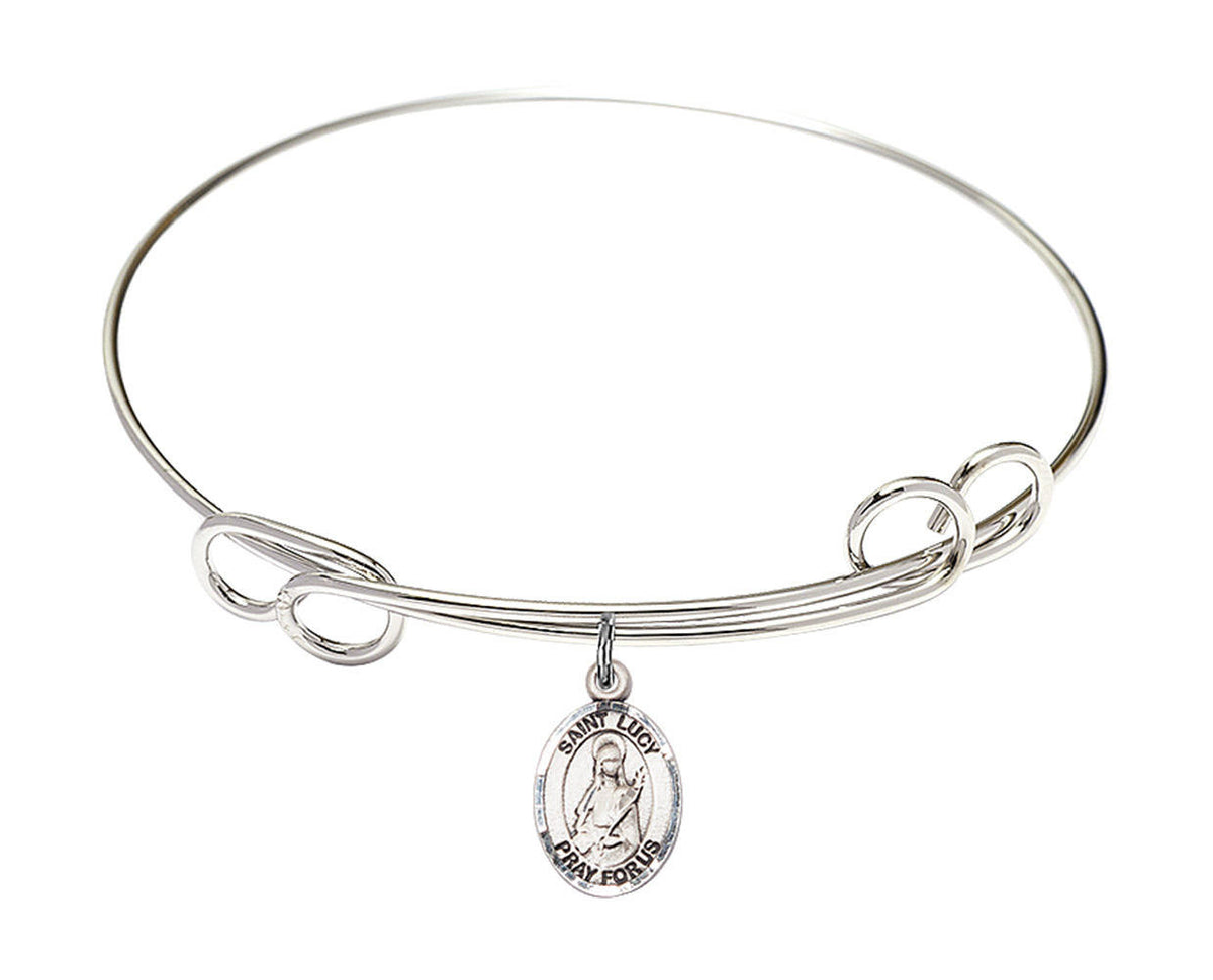 St Lucy Double Loop Bangle Bracelet - Sterling Silver Charm 9422SS