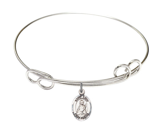 St Lucy Double Loop Bangle Bracelet - Sterling Silver Charm 9422SS
