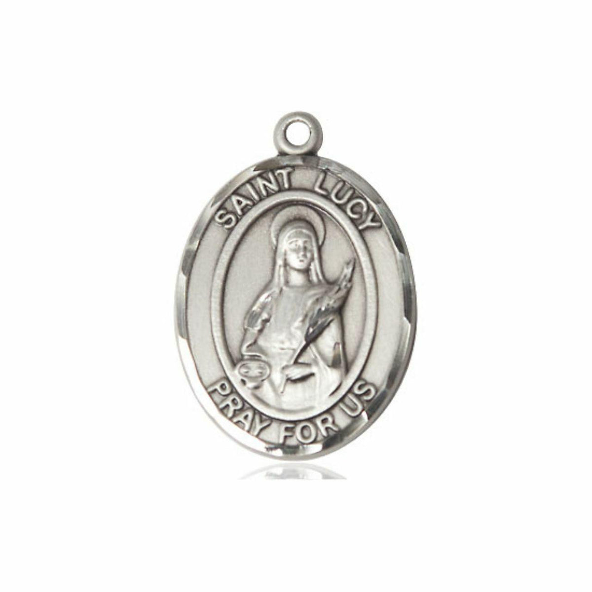St Lucy Medal - Sterling Silver Oval Pendant 3 Sizes