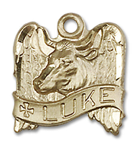 St Luke Angel Wings Pendant Charm - 14kt Gold 4212